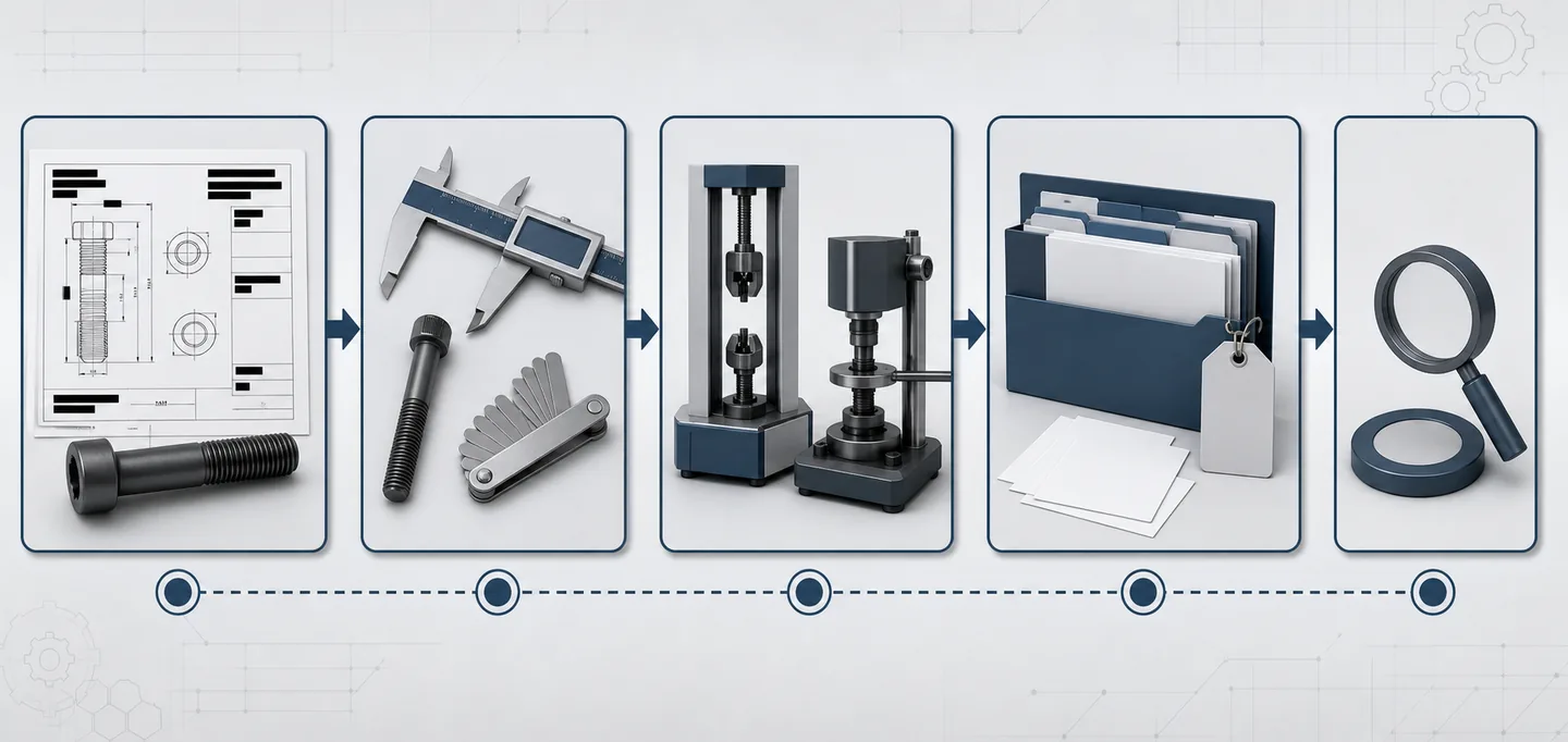 Brake bolt RFQ validation flow covering drawing review, testing, PPAP and approval