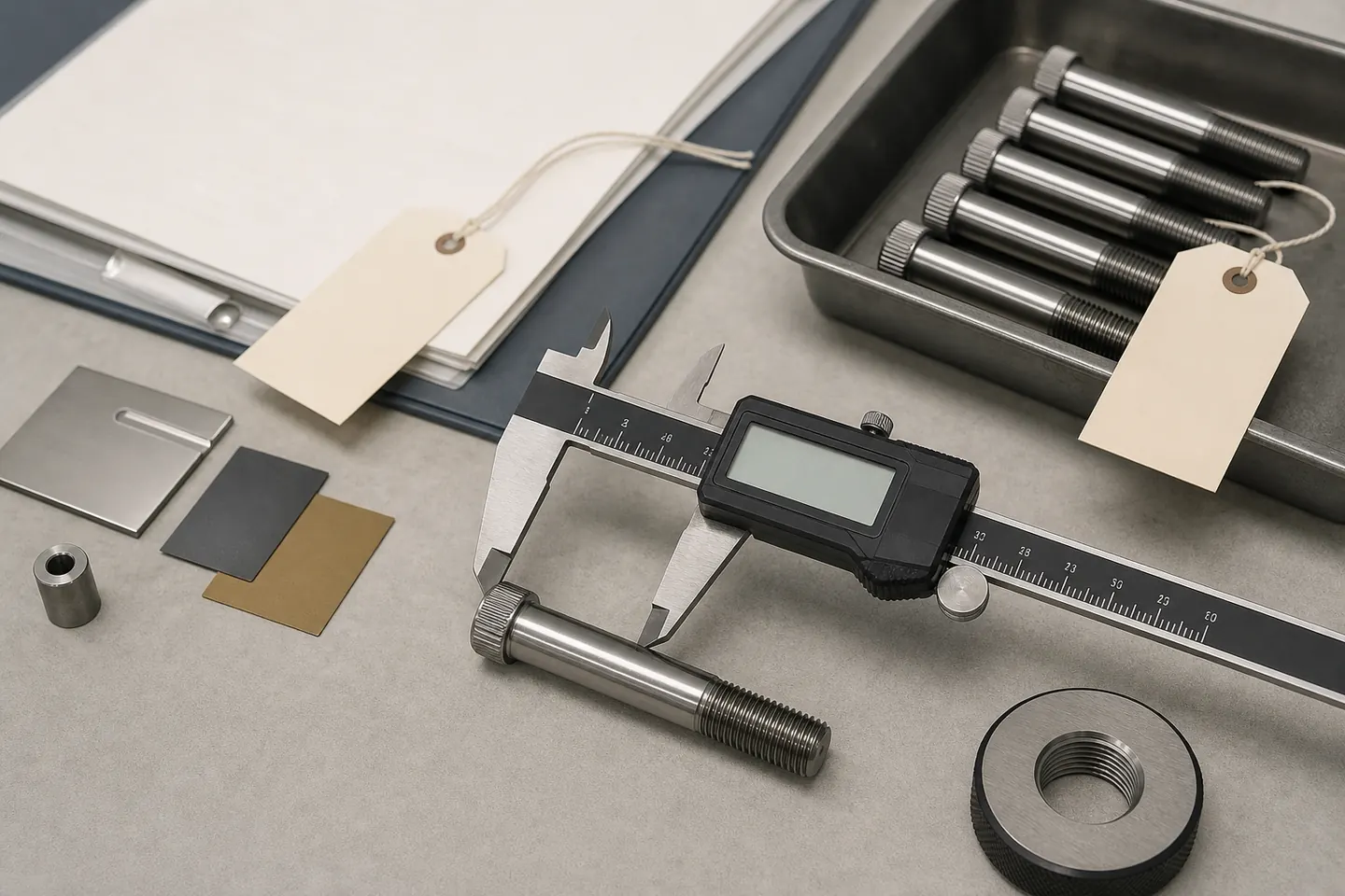 Dimensional inspection, thread gauging and documentation review for custom bolt order qualification