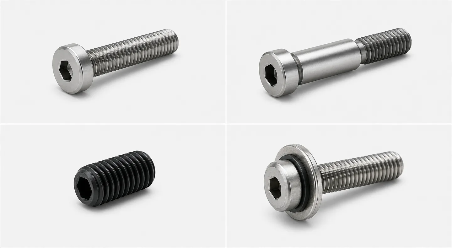 Custom machine, shoulder, set and captive screw configurations for drawing review