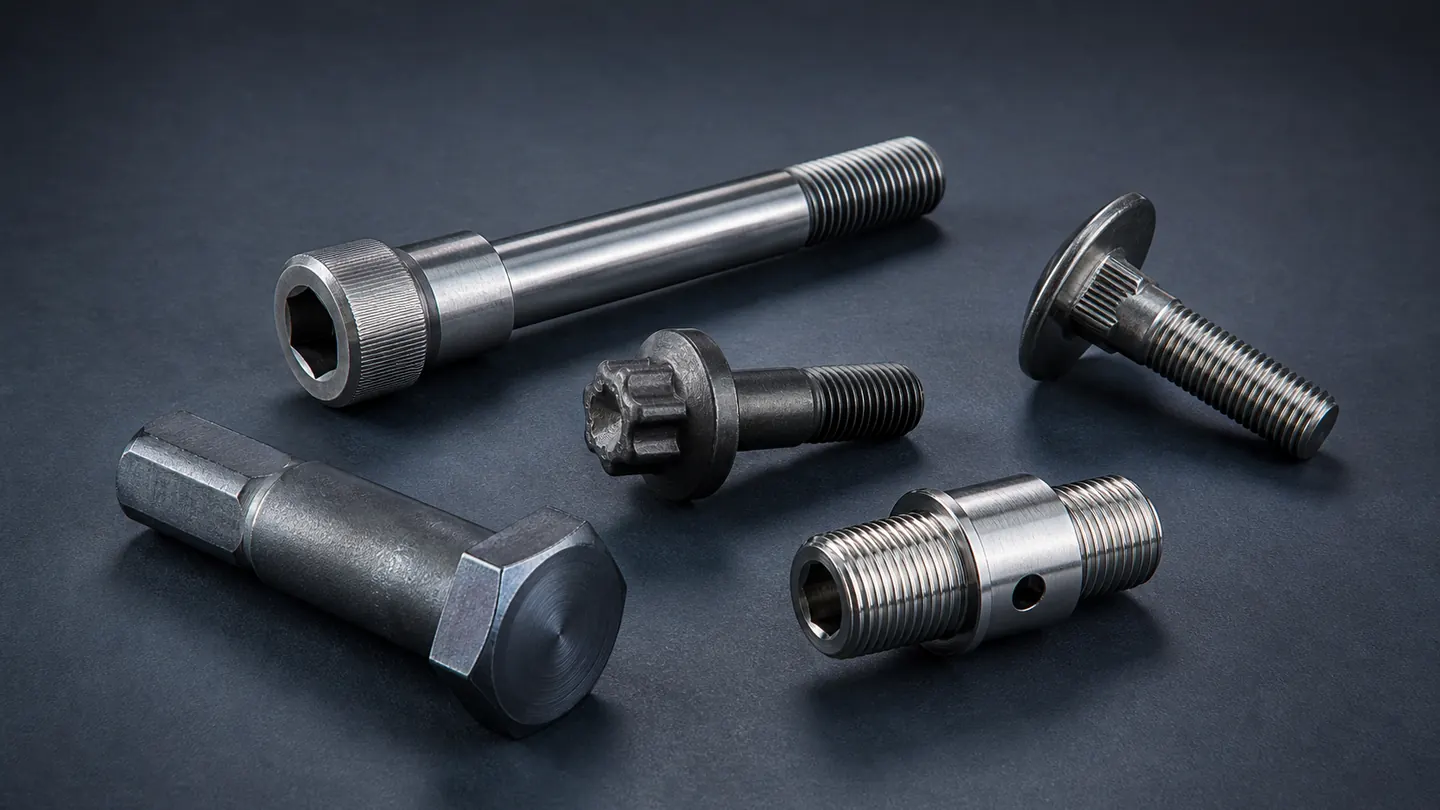 Custom bolts with non-standard heads, shoulders, shanks and threaded features