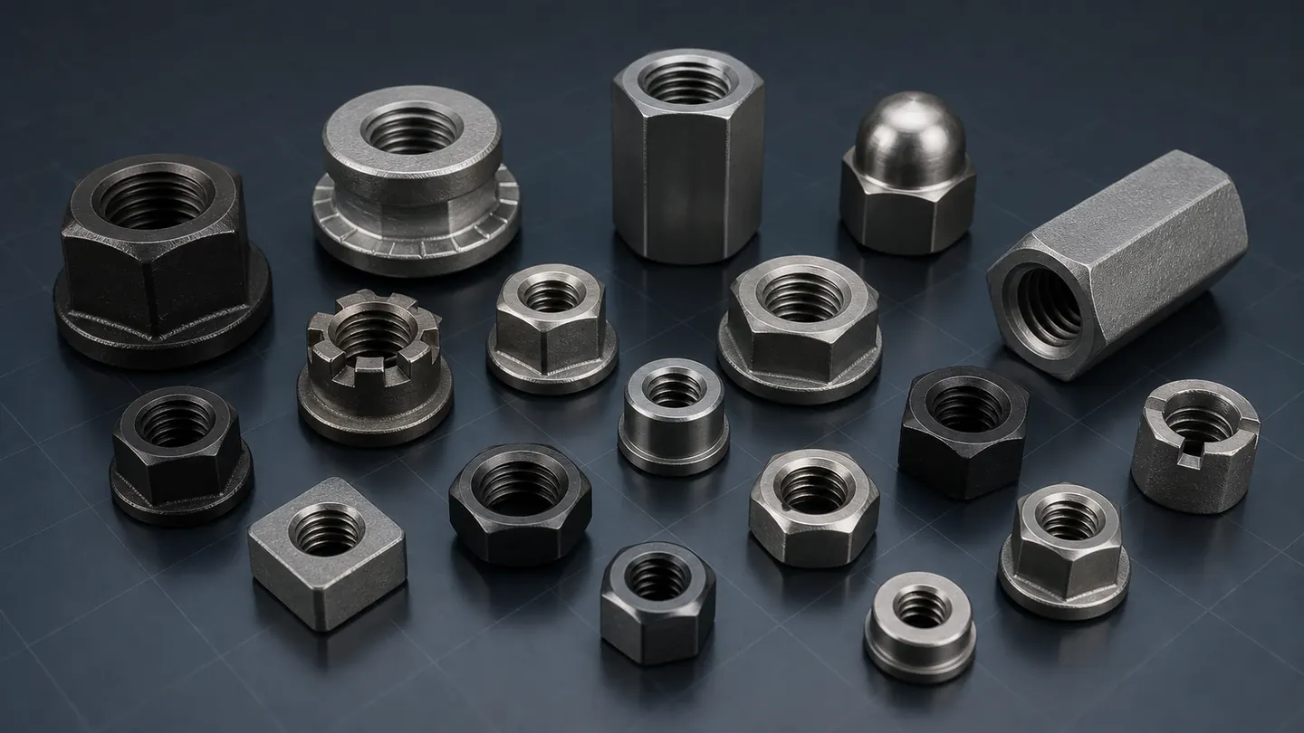 Custom internally threaded nuts and special nut geometries in several shapes