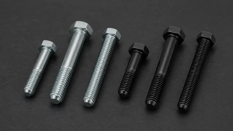 Standard hex bolts with full and partial thread configurations
