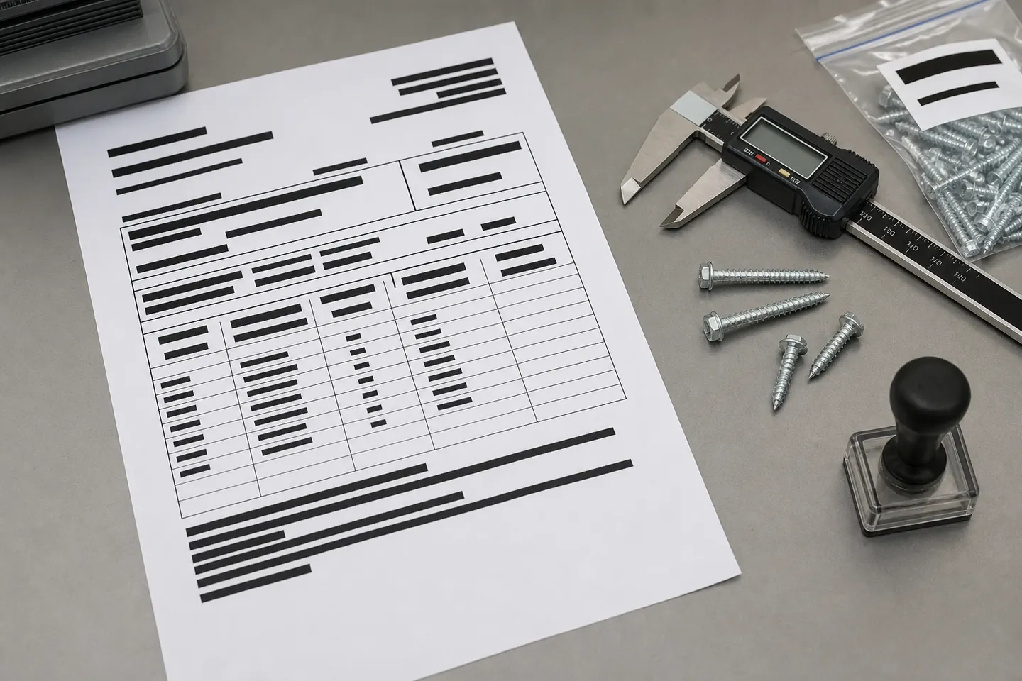 EN 10204 material test documentation sample with identifying details redacted