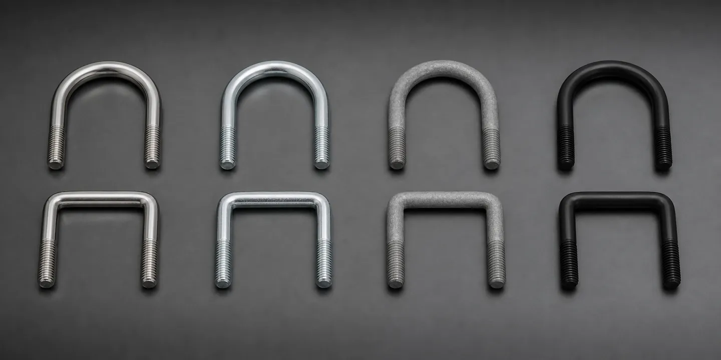 Round and square U-bolt finish samples prepared for coating and documentation review