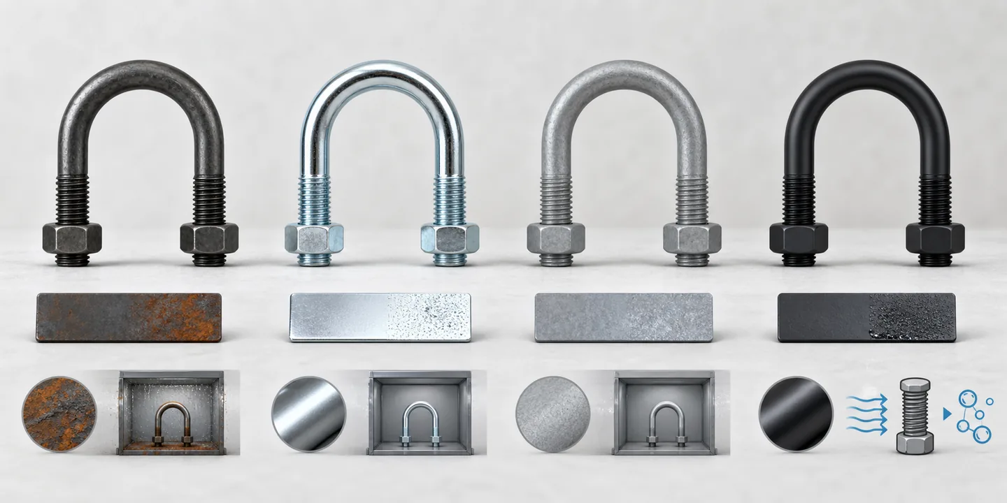Suspension U-bolt coating selection by corrosion, friction and hydrogen-risk requirements